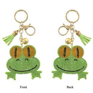 Frog Double Sided Rhinestones Keychain Charm for Purse and Backpack